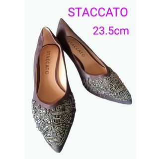 スタッカート(STACCATO)のSTACCATO パンプス 23.5cm パープル ビーズ 中古(ハイヒール/パンプス)