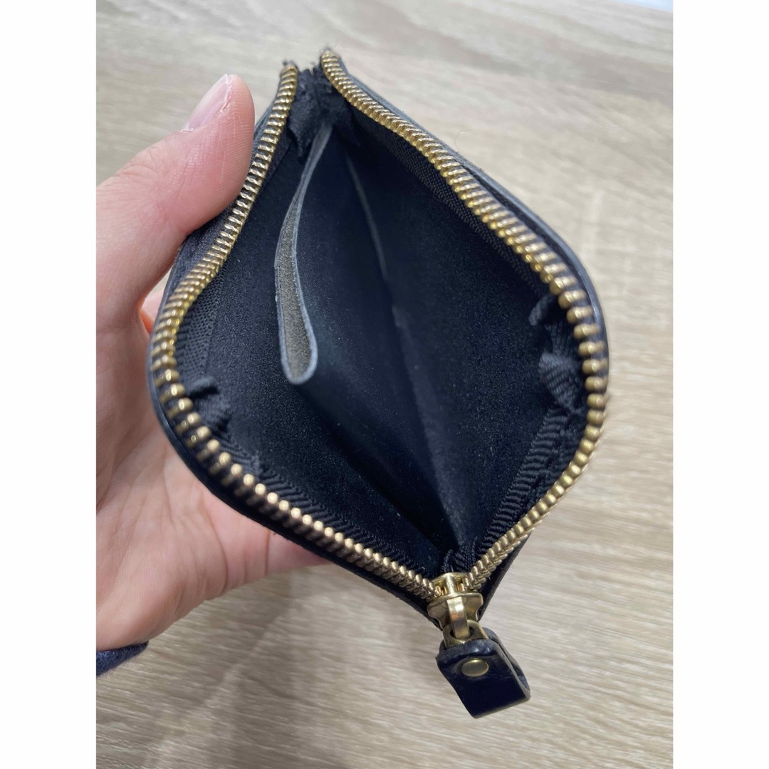 HERZ(ヘルツ)のHERZ L字ファスナーミニ財布 KK-38 ブラック ハンドメイドのファッション小物(財布)の商品写真