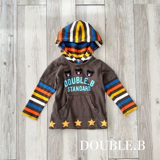 ミキハウス(mikihouse)のDOUBLE.B ダブルビー　ミキハウス　90 ボーダー　フード(Tシャツ/カットソー)