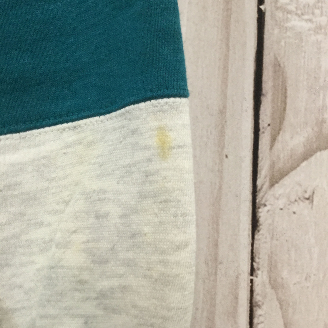 【刺繍デザイン スウェット】レトロ ボーダー トレーナー L 緑 白 古着 メンズのトップス(スウェット)の商品写真