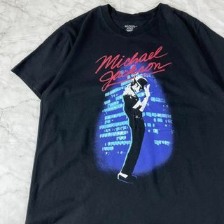 ミュージックティー(MUSIC TEE)のマイケルジャクソン　イラスト　半袖Tシャツ　古着　ブラック　L キングオブポップ(Tシャツ/カットソー(半袖/袖なし))