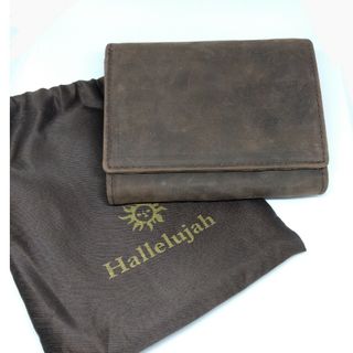 Hallelujah 牛革 二つ折り財布 ブラウン(折り財布)