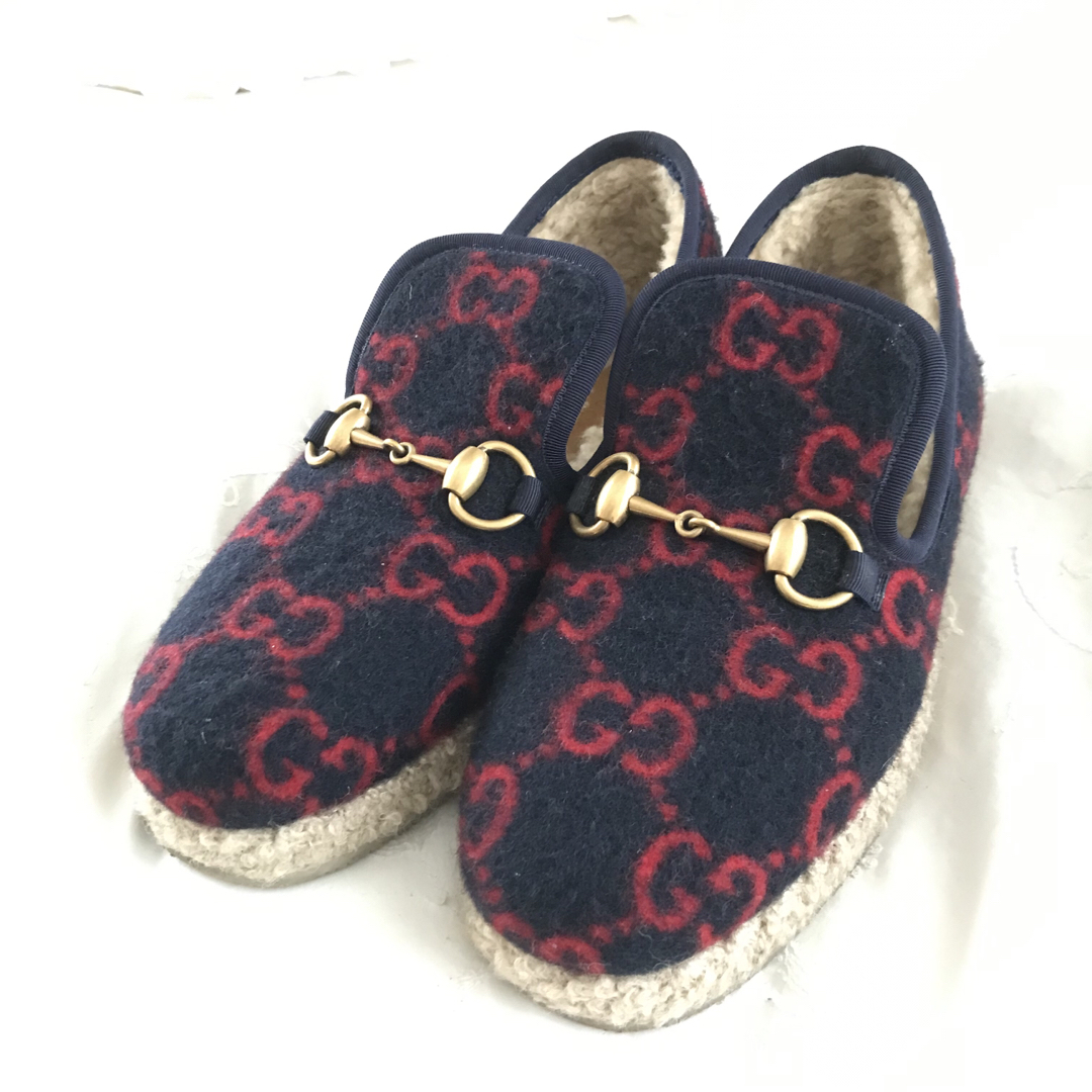 Gucci(グッチ)のグッチ GG　ウールシューズ ホースビット ムートン ボア　エスパドリーユ  レディースの靴/シューズ(スリッポン/モカシン)の商品写真