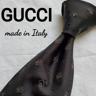 グッチ(Gucci)の美品　ハイブランド　GUCCI　グッチ　ブラック　黒　ロゴ　ドット　ネクタイ(ネクタイ)