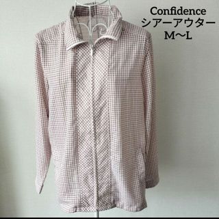 【送料無料】confidence シアー アウター チェック ピンク系 M L(その他)