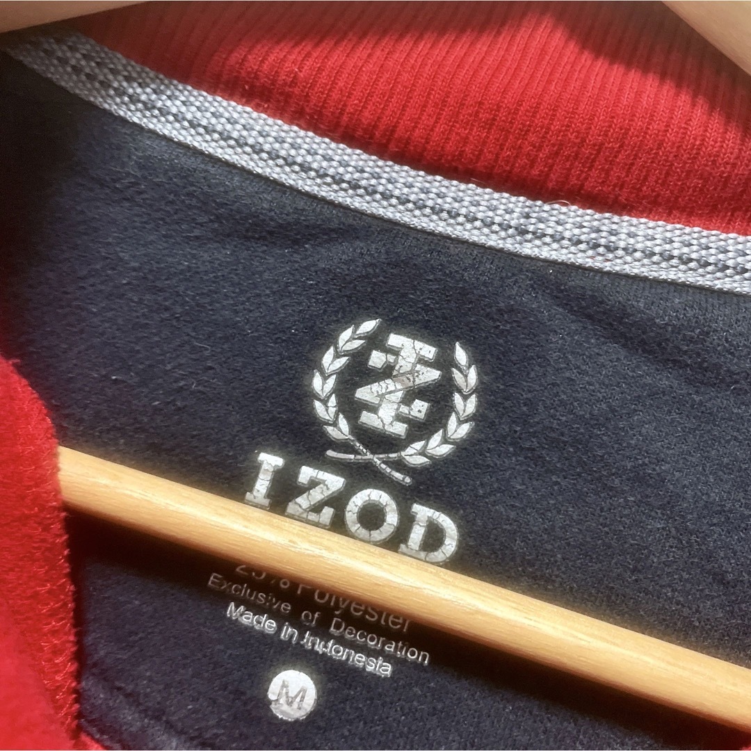USA古着　ハーフジップスウェット　Mサイズ　レッド　赤　刺繍　ロゴ　IZOD メンズのトップス(スウェット)の商品写真