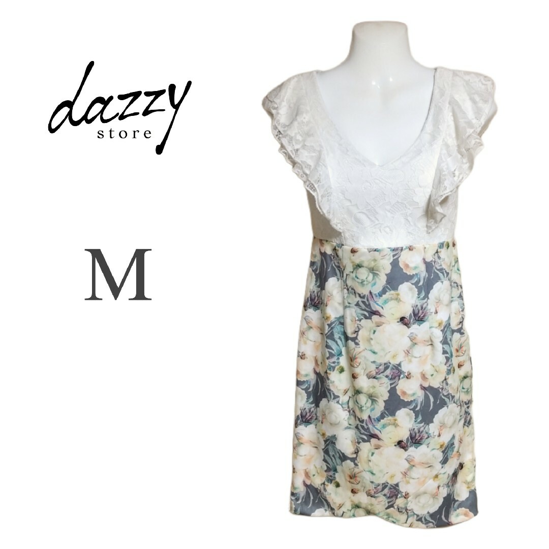 dazzy store(デイジーストア)のロマンスフラワー フリルレーススリーブ ミニドレス キャバドレス レディースのフォーマル/ドレス(ミニドレス)の商品写真