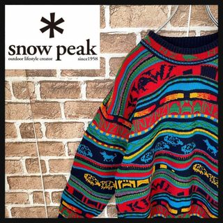 スノーピーク(Snow Peak)の【ヴィンテージ】スノーピーク　総柄ニットセーター　ニュージーランド製(ニット/セーター)