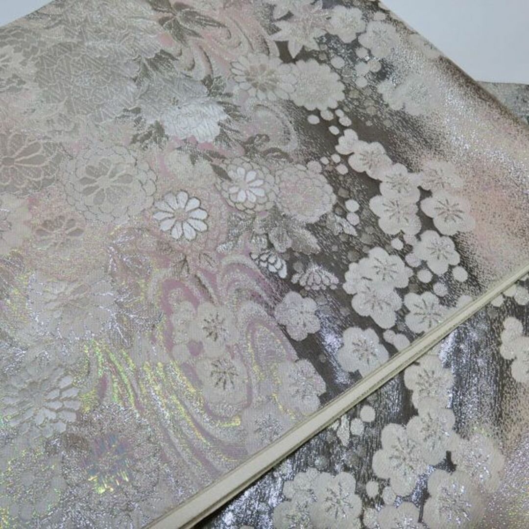 正絹袋帯/仕立て上/シルバー レディースの水着/浴衣(帯)の商品写真