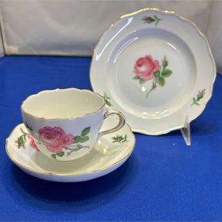 マイセン(MEISSEN)のマイセン　ピンクローズ　カップ&ソーサー&プレートのトリオ　バラ(食器)