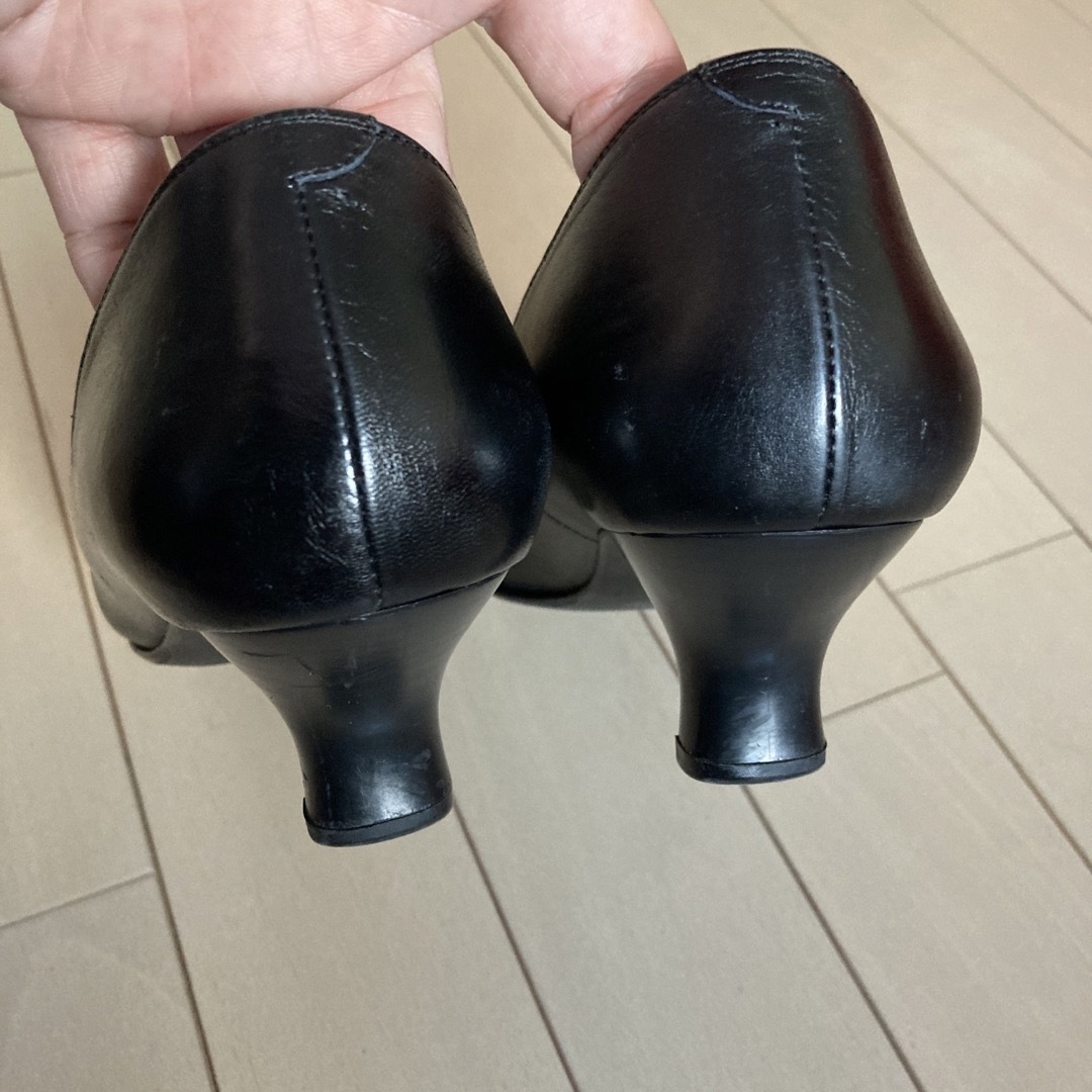 Wacoal(ワコール)のWacol サクセスウォーク 黒 革レザー スクエアトゥ パンプス レディースの靴/シューズ(ハイヒール/パンプス)の商品写真