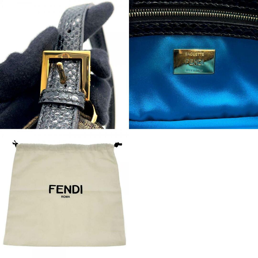 FENDI(フェンディ)のフェンディ ハンドバッグ バゲット 1997 キャンバス パイソン 8BR792 FENDI ワンショルダーバッグ 黒 レディースのバッグ(ハンドバッグ)の商品写真