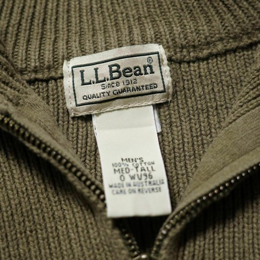 L.L.Bean(エルエルビーン)のエルエルビーン　Mサイズ　コットンニット　ハーフジップ　オリーブ　無地 メンズのトップス(ニット/セーター)の商品写真