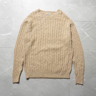 エルエルビーン(L.L.Bean)のエルエルビーン　ケーブルニット　Lサイズ　キャメル　ラムズウール　無地(ニット/セーター)