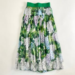 ドルチェアンドガッバーナ(DOLCE&GABBANA)の30a28 DOLCE&GABBANA ドルチェアンドガッバーナ 花柄シアースカート 38 グリーン 紫陽花 ボタニカル ボトムス 透け(ロングスカート)