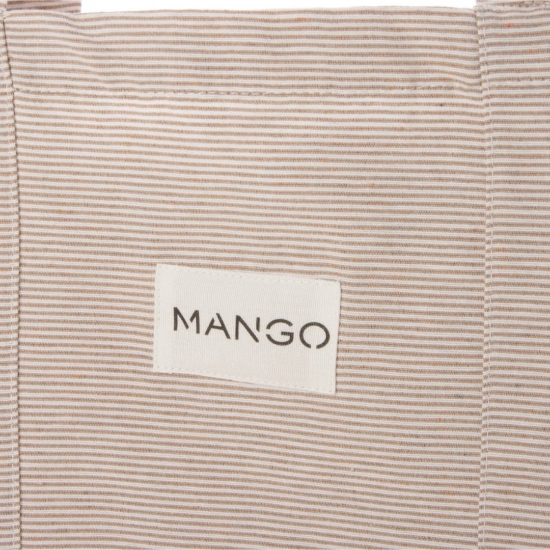 MANGO(マンゴ)のMANGO エコバッグ ベージュ♡ トートバッグ 折り畳み ポケット ボーダー レディースのバッグ(エコバッグ)の商品写真