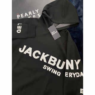 ジャックバニー(JACK BUNNY!!)の新品 ジャックバニー ポリエステルWジャガード ロゴニットフーディ(4)M/黒(ウエア)