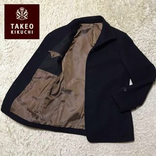 TAKEO KIKUCHI - 【美品】タケオキクチ　ウールシングルPコート　人気L ブラック　K837