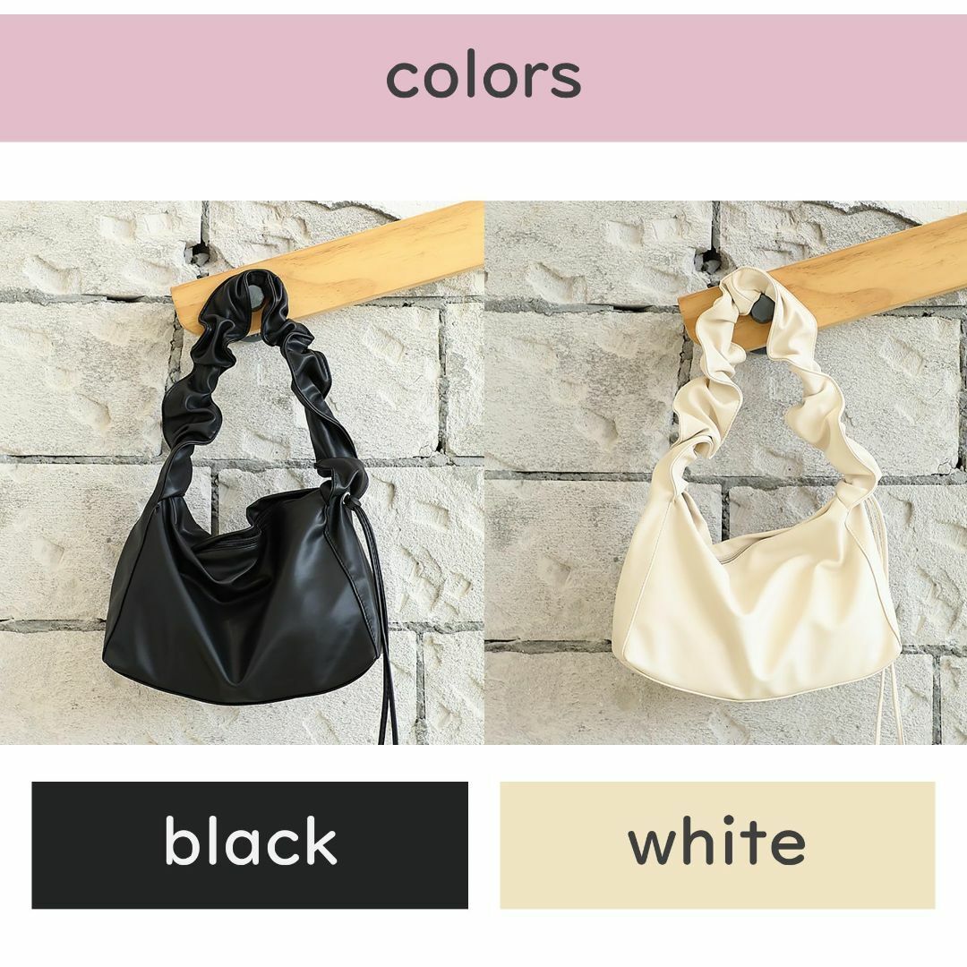 【色: ホワイト】[Kaiyu] ギャザーベルトバッグ レディース ショルダーバ レディースのバッグ(その他)の商品写真