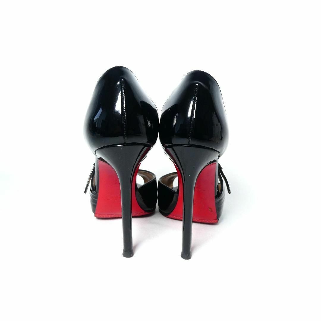 Christian Louboutin(クリスチャンルブタン)の美品 クリスチャンルブタン エナメル オープントゥ ピンヒール パンプス レディースの靴/シューズ(ハイヒール/パンプス)の商品写真