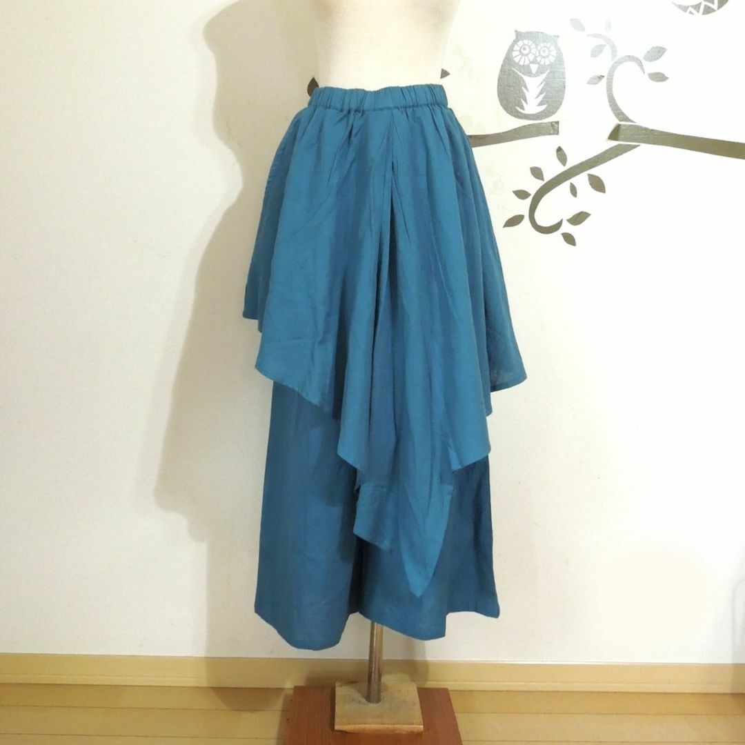 チャイハネ(チャイハネ)のオーバースカート付きアシメパンツ●ブルー レディースのパンツ(カジュアルパンツ)の商品写真