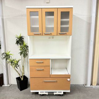 15904 直せれ 3枚ガラス扉キッチンボード 食器棚 NITORI 15904 直せれ 3枚ガラス扉キッチンボード 食器棚 NITORI