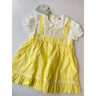 ジンボリー(GYMBOREE)のgil&niya 新品未使用　半袖ワンピース　アメリカ　黄色　ヴィンテージ(ワンピース)