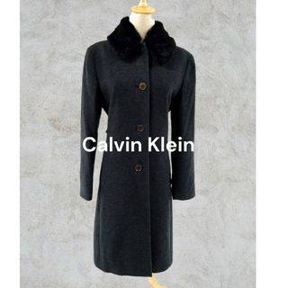 カルバンクライン(Calvin Klein)のCalvin Klein　カシミア混ファー取り外し可ベルト付ロングコート(ロングコート)