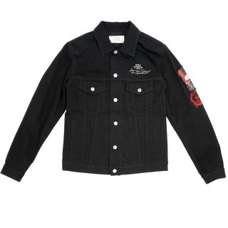 GIVENCHY ジバンシィ デニムジャケット 背面プリント アウター ロゴ Gジャン アパレル 服 S BM00MC50C3 ブラック 黒 シルバー金具 コットン    メンズ 春 秋【中古品】