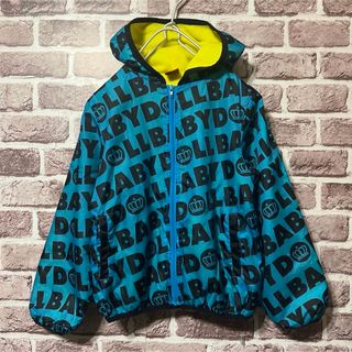 アルマーニジュニアのブルー×グレー リバーシブルダウンベスト 160キッズ服男の子用(90cm~)