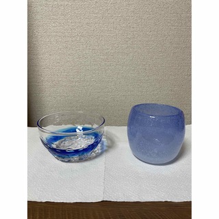 琉球ガラス/コップと小鉢２点セット/沖縄で購入(グラス/カップ)