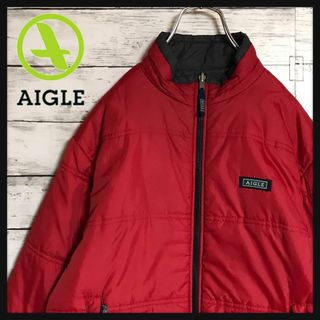 エーグル(AIGLE)の【リバーシブル】エーグル　ロゴ入り中綿ジャケット　赤　チャコール　K831(ブルゾン)