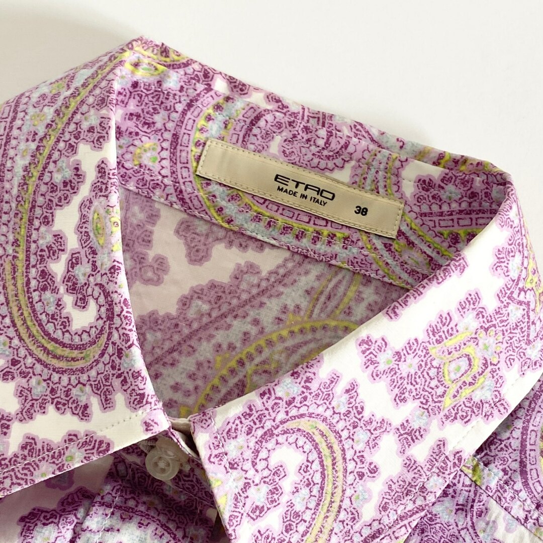 ETRO(エトロ)の38a28 ETRO エトロ イタリア製 長袖シャツ ロングスリーブ ドレスシャツ ペーズリー柄 38 パープル コットン MADE IN ITALY レディースのトップス(シャツ/ブラウス(長袖/七分))の商品写真