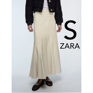 ZARA - 【ザラ】ZARA ツイード織 ロング スカート スリット モノトーン ...