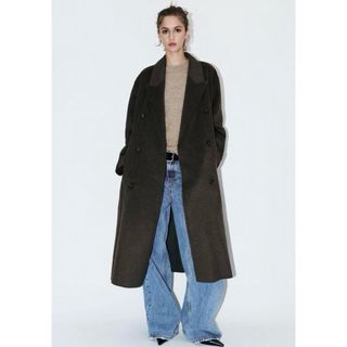 ザラ(ZARA)のZARA  ザラ ダブルフェイスウールブレンドコート XS-S(ロングコート)