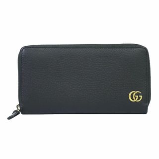 グッチ(Gucci)の本物 グッチ GUCCI GGマーモント ラウンドファスナー 長財布 ロングウォレット レザー ブラック 428736 財布 ウォレット 中古(財布)