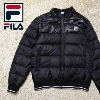 フィラ(FILA)の【美品】フィラ　ロゴ入りダウンジャケット　黒　人気Lサイズ　K830(ダウンジャケット)