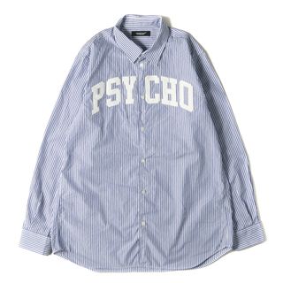 アンダーカバー(UNDERCOVER)のUNDERCOVER アンダーカバー シャツ サイズ:2 22AW PSYCHOロゴ ストライプ コットン 長袖シャツ ブルー ホワイト トップス カジュアルシャツ【メンズ】【中古】(シャツ)