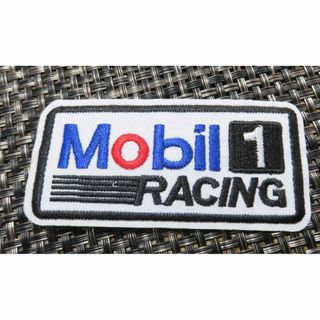 白Mb1新品モービルMobil1レーシング刺繍ワッペン◆自動車レース■洋服DIY(その他)