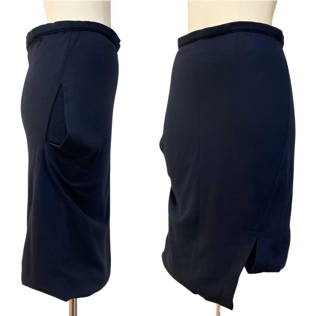 COMME des GARCONS(コムデギャルソン)のコムデギャルソン vintage 92年 ウール 変形デザイン スカート 濃紺S レディースのスカート(その他)の商品写真