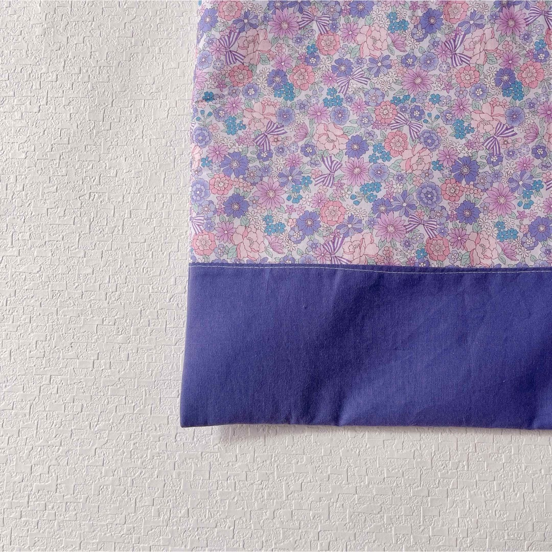 レッスンバッグ 女の子 花柄 リボン 紫 ハンドメイドのキッズ/ベビー(バッグ/レッスンバッグ)の商品写真
