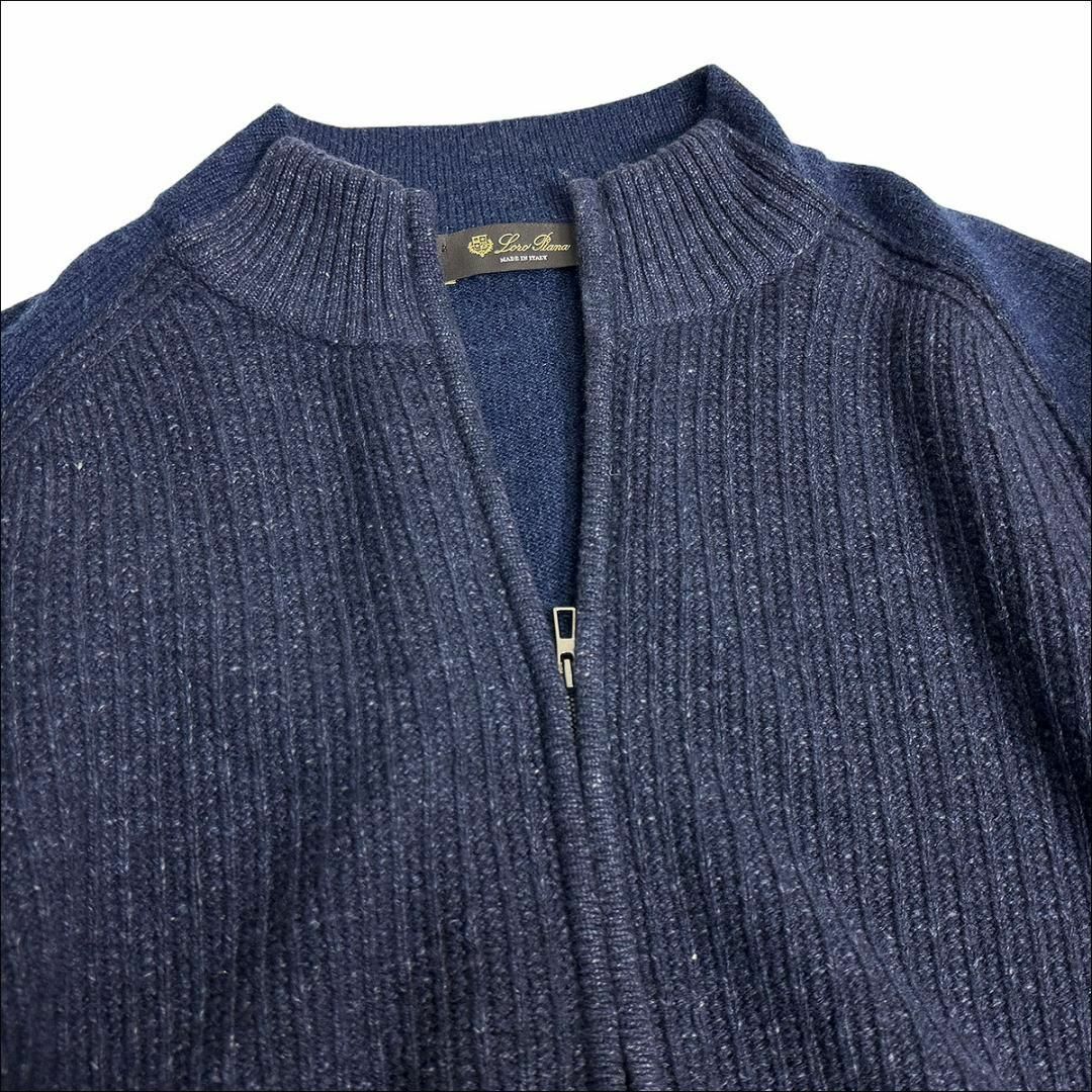 LORO PIANA(ロロピアーナ)のJ7107 超美品 ロロピアーナ ボンバーカシミヤニットジャケット 紺 54 メンズのトップス(カーディガン)の商品写真