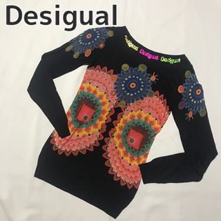 デシグアル(DESIGUAL)のデシグアル Desigual  長袖　ニット　トップス　曼荼羅柄　Sサイズ(ニット/セーター)