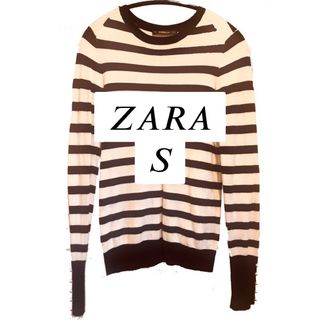 ザラ(ZARA)のZARA 袖パール付ボーダーニット(ニット/セーター)