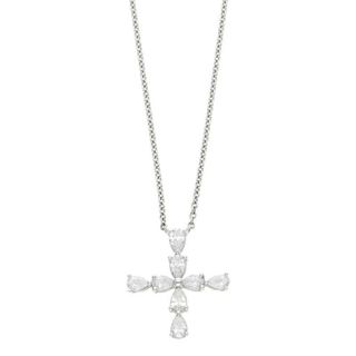 ハリーウィンストン(HARRY WINSTON)のハリーウィンストン  ペアシェイプミニクロス PTダイヤネックレス メンズ(ネックレス)