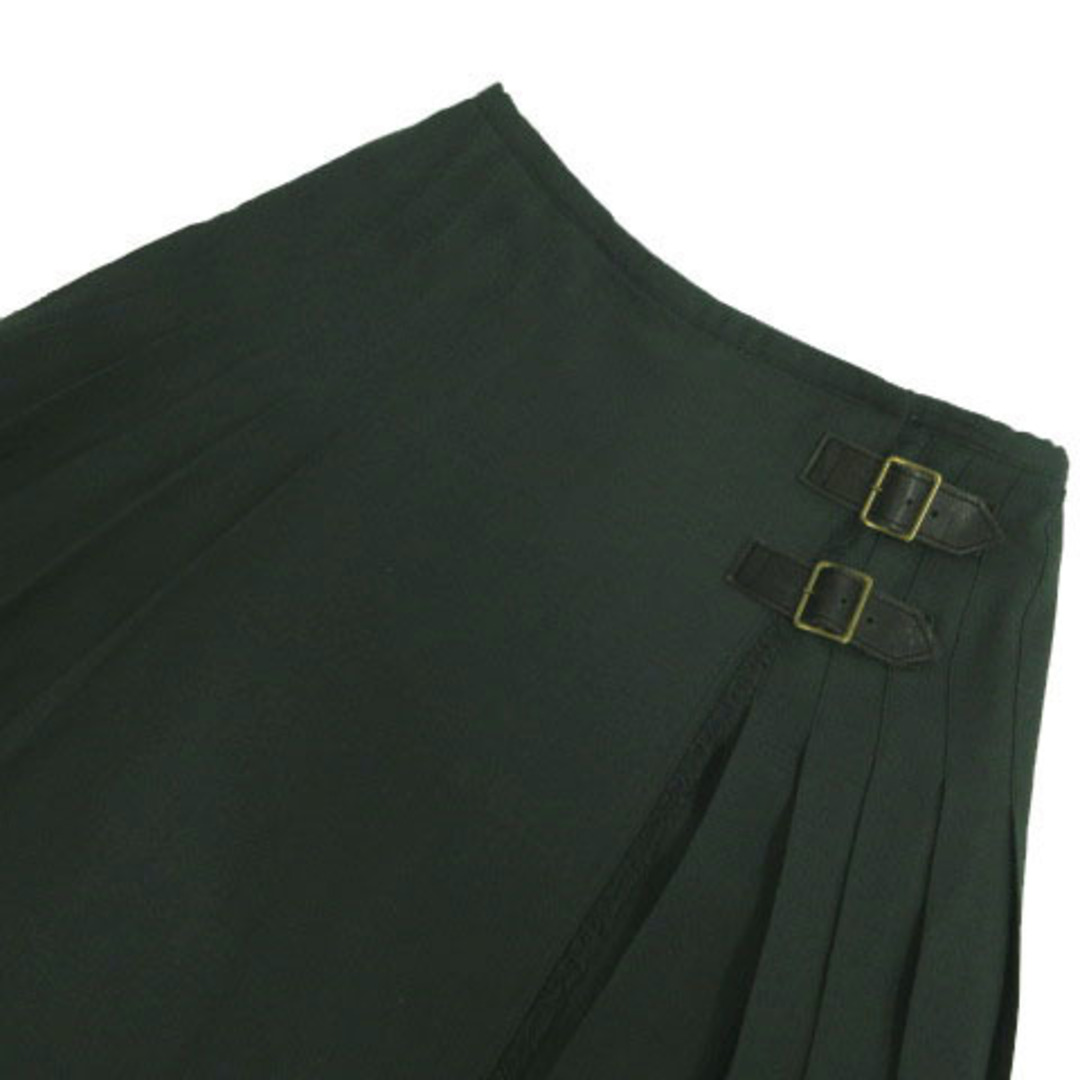 MACPHEE(マカフィー)のマカフィー スカート ラップ プリーツ 台形 ひざ丈 ベルト ウール 緑 34 レディースのスカート(ひざ丈スカート)の商品写真