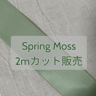 2mカットリボン/両面サテンリボン/Spring Moss/サテンリボン/リボン(各種パーツ)