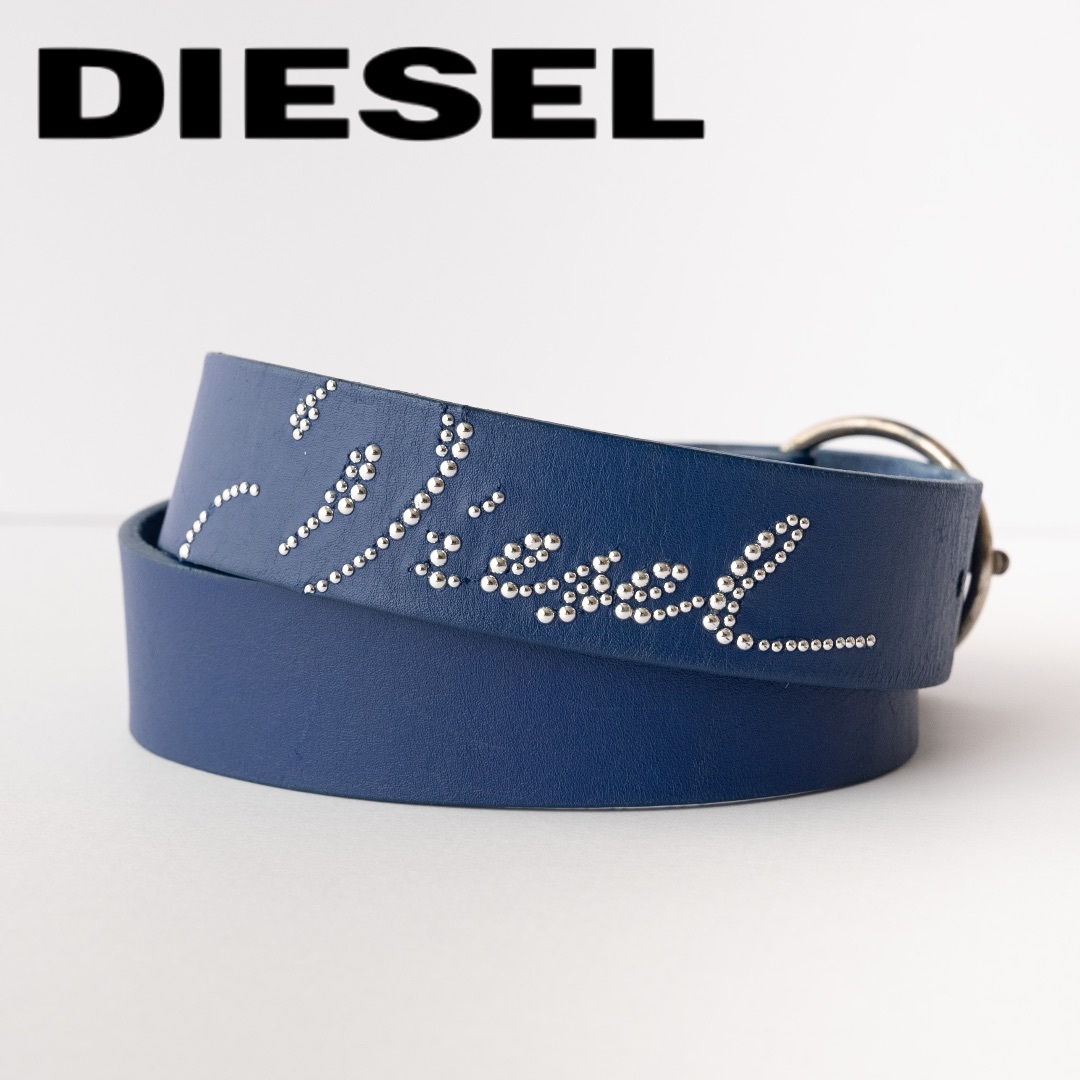 DIESEL(ディーゼル)のDIESEL ディーゼル 本革 ベルト ブルー サイズ 80 / 32 青デニム レディースのファッション小物(ベルト)の商品写真