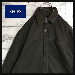 シップス(SHIPS)の【美品】シップス　シンプルシャツジャケット　厚手　カーキ 日本製　K814(その他)