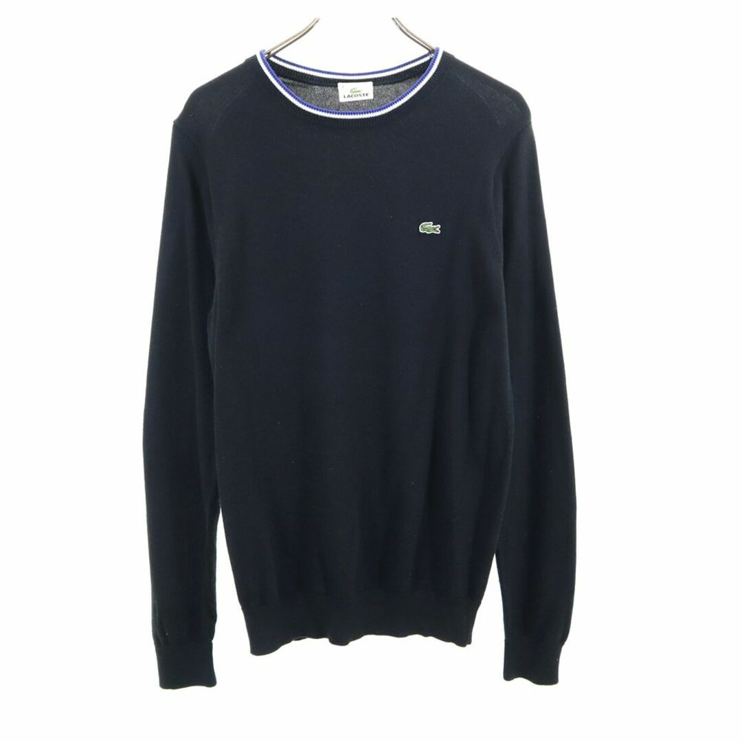 LACOSTE(ラコステ)のラコステ 長袖 コットンニット セーター 3 ブラック LACOSTE メンズ 古着 【240128】 メンズのトップス(ニット/セーター)の商品写真